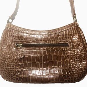 Liz Claiborne Tan Crocodile-Pattern Shoulder Bag